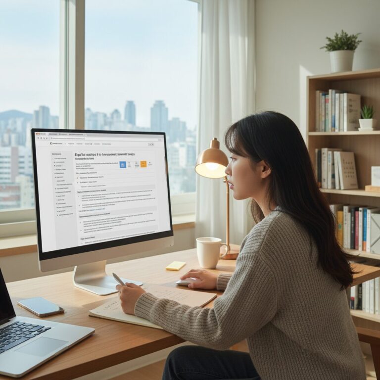 구직급여 수급 자격 조건을 확인하는 모습
