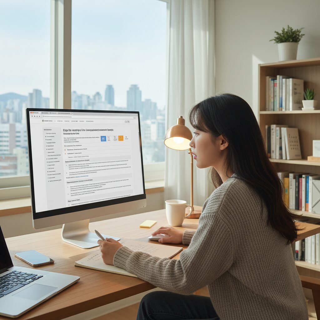 구직급여 수급 자격 조건을 확인하는 모습