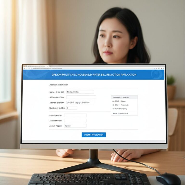대전시 다자녀 수도요금 감면 온라인 신청 화면 예시