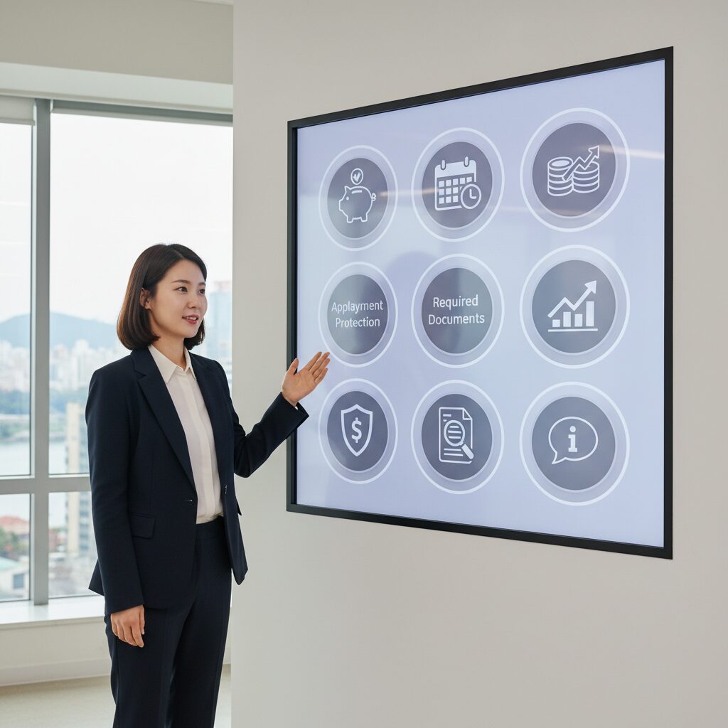 실업크레딧 관련 자주 묻는 질문을 아이콘으로 표현한 이미지