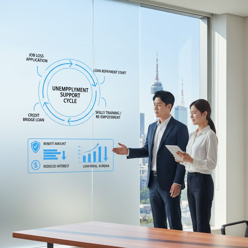 실업크레딧 지원 개념도를 설명하는 그래픽 이미지