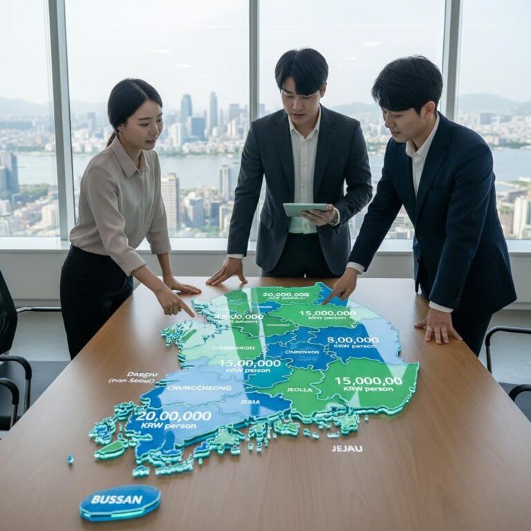 청년일자리도약장려금 비수도권 지역별 지원 금액을 표시한 지도