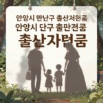 안양시 만안구 출산지원금 안내 표지판과 가족 실루엣