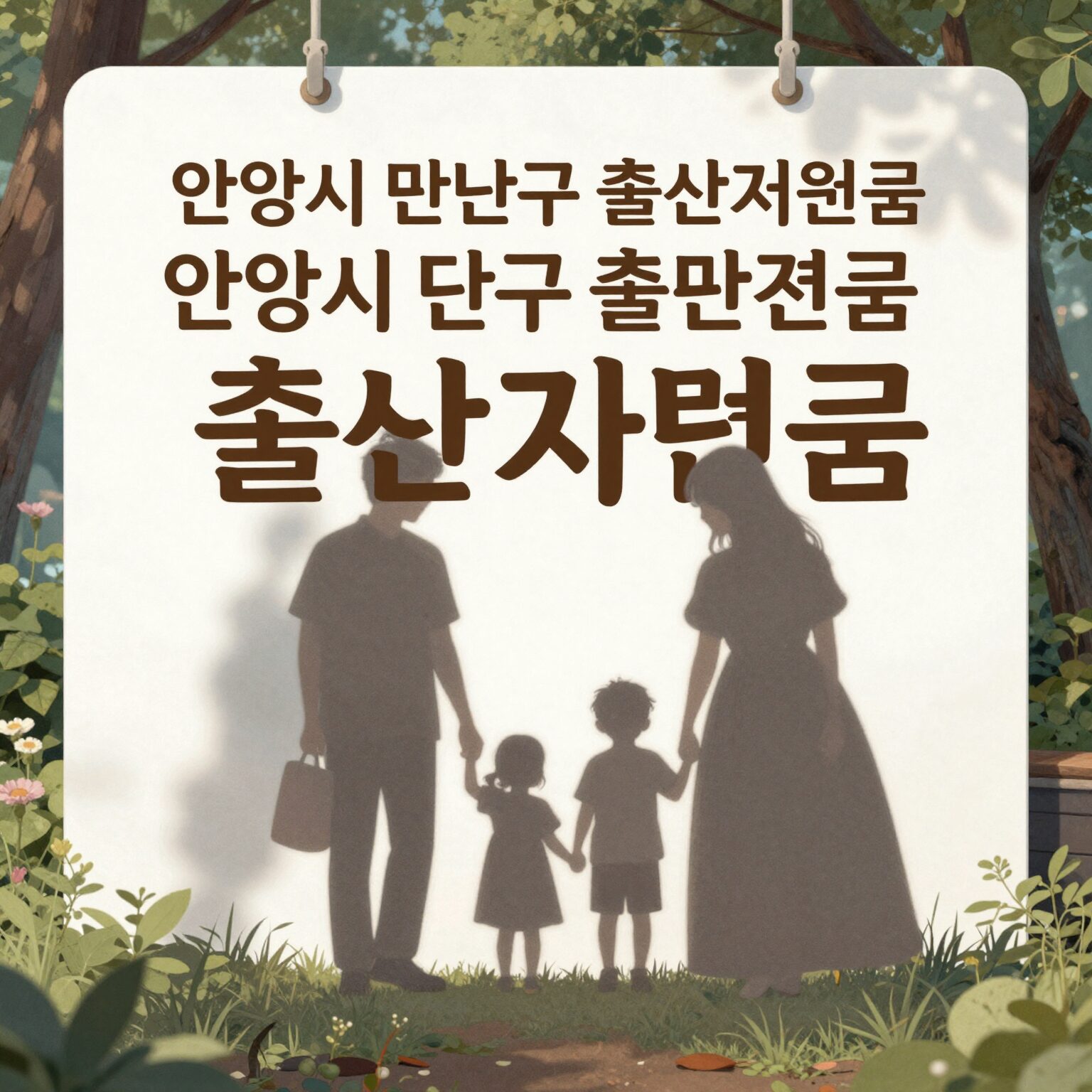 안양시 만안구 출산지원금 안내 표지판과 가족 실루엣 이미지