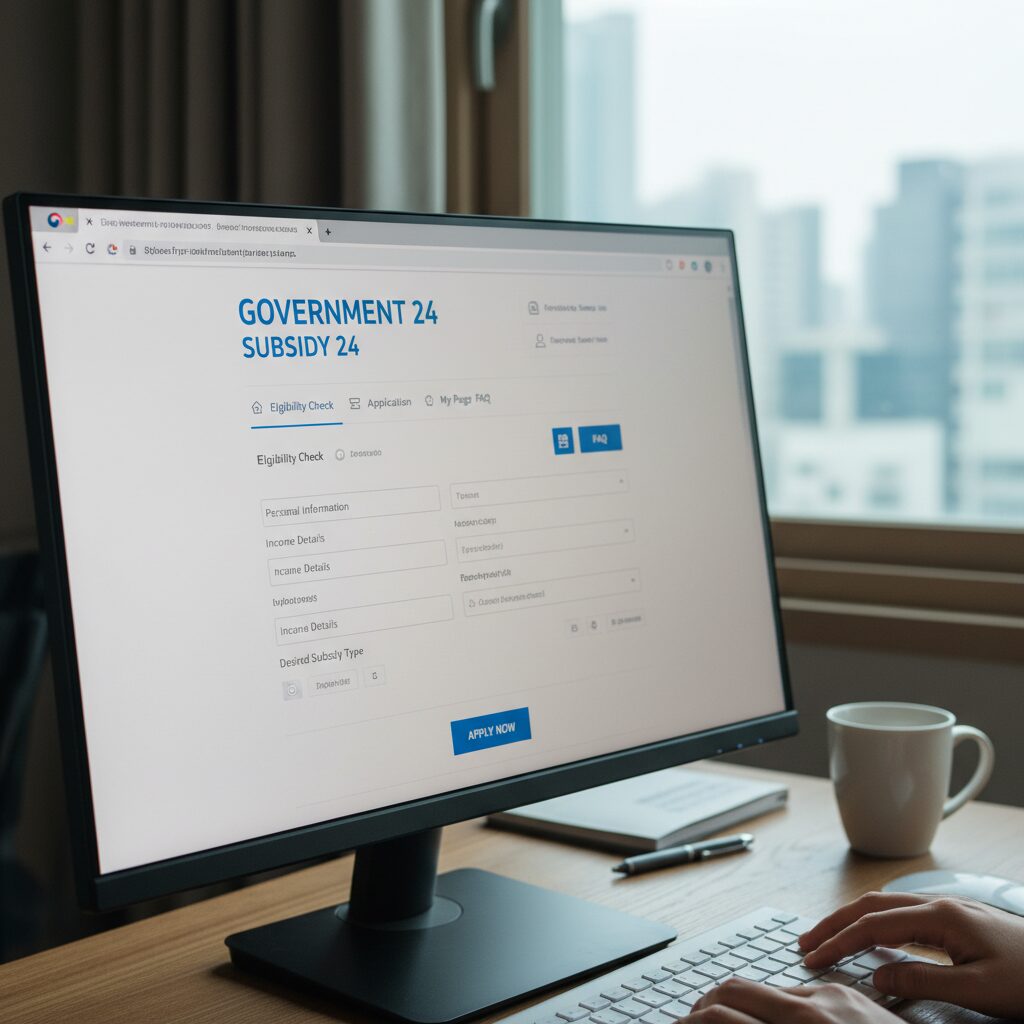 컴퓨터 화면에서 정부24 보조금24 신청 페이지가 열려 있는 모습