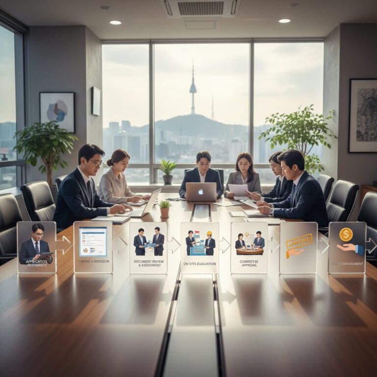 일반경영안정자금 신청부터 승인까지 단계별 과정 도식화