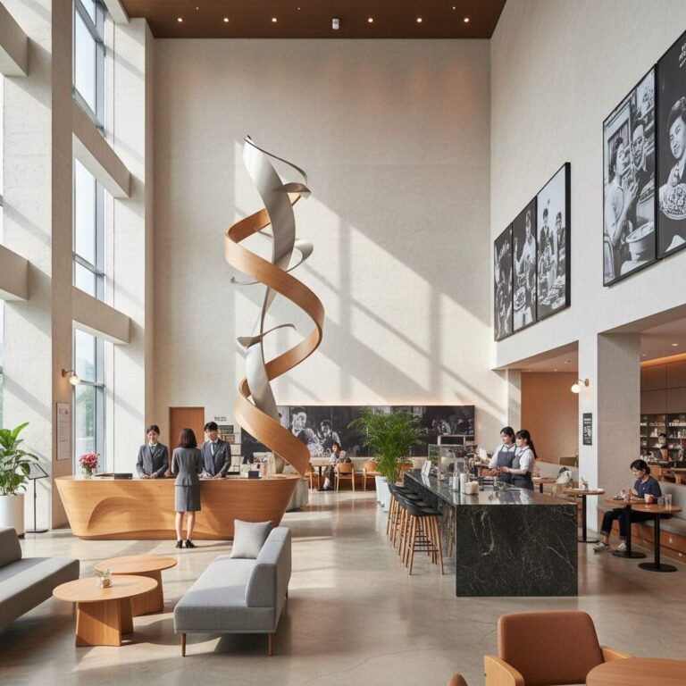 답십리영화미디어아트센터 1층 로비와 카페 공간