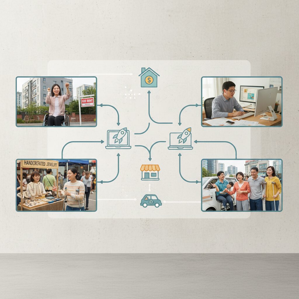 장애인 자립자금 대여로 지원 가능한 다양한 용도를 보여주는 일러스트