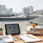 방학 중 교육복지우선지원 대상 학생을 위한 학습 자료와 태블릿이 놓인 책상