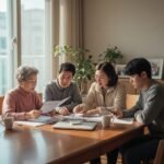 가족이 노인장기요양보험 방문조사를 준비하며 이야기하는 모습