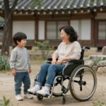 발달장애인 가족이 함께 웃으며 휴식을 즐기는 모습