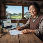 농업인이 연금보험료 지원 신청서를 작성하는 모습