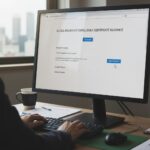 컴퓨터 화면에 4대 사회보험 가입내역 확인서 발급 웹사이트가 열려 있는 모습