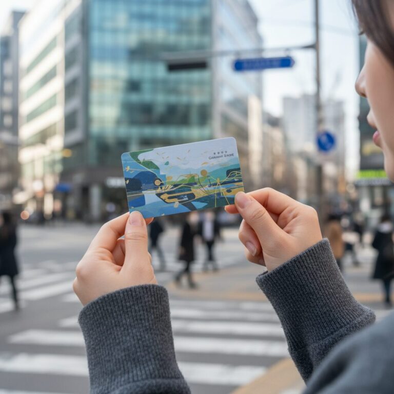 강남사랑상품권 카드를 손에 들고 있는 모습