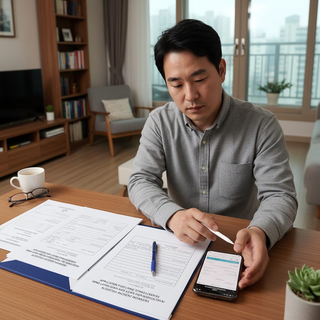 산재근로자 생활안정자금 융자 신청 서류와 스마트폰