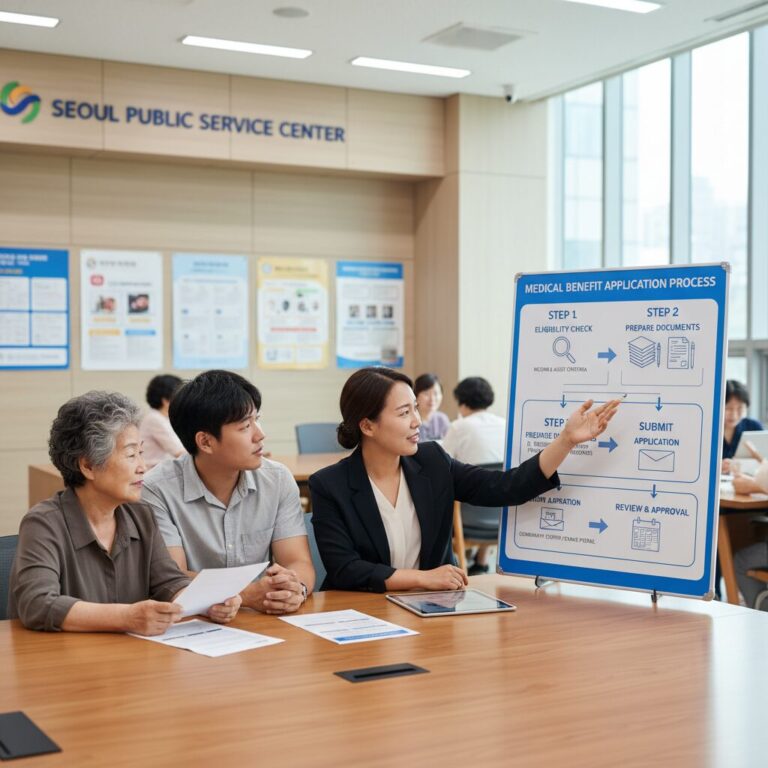 의료급여 신청 방법과 절차를 설명하는 이미지