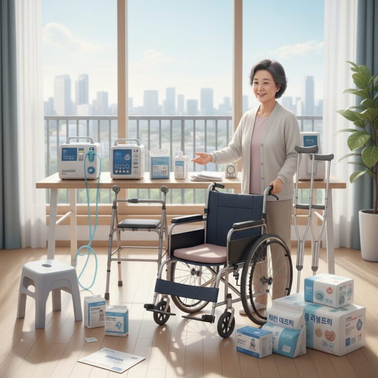 의료급여로 지원받는 다양한 의료기기와 소모품 일러스트