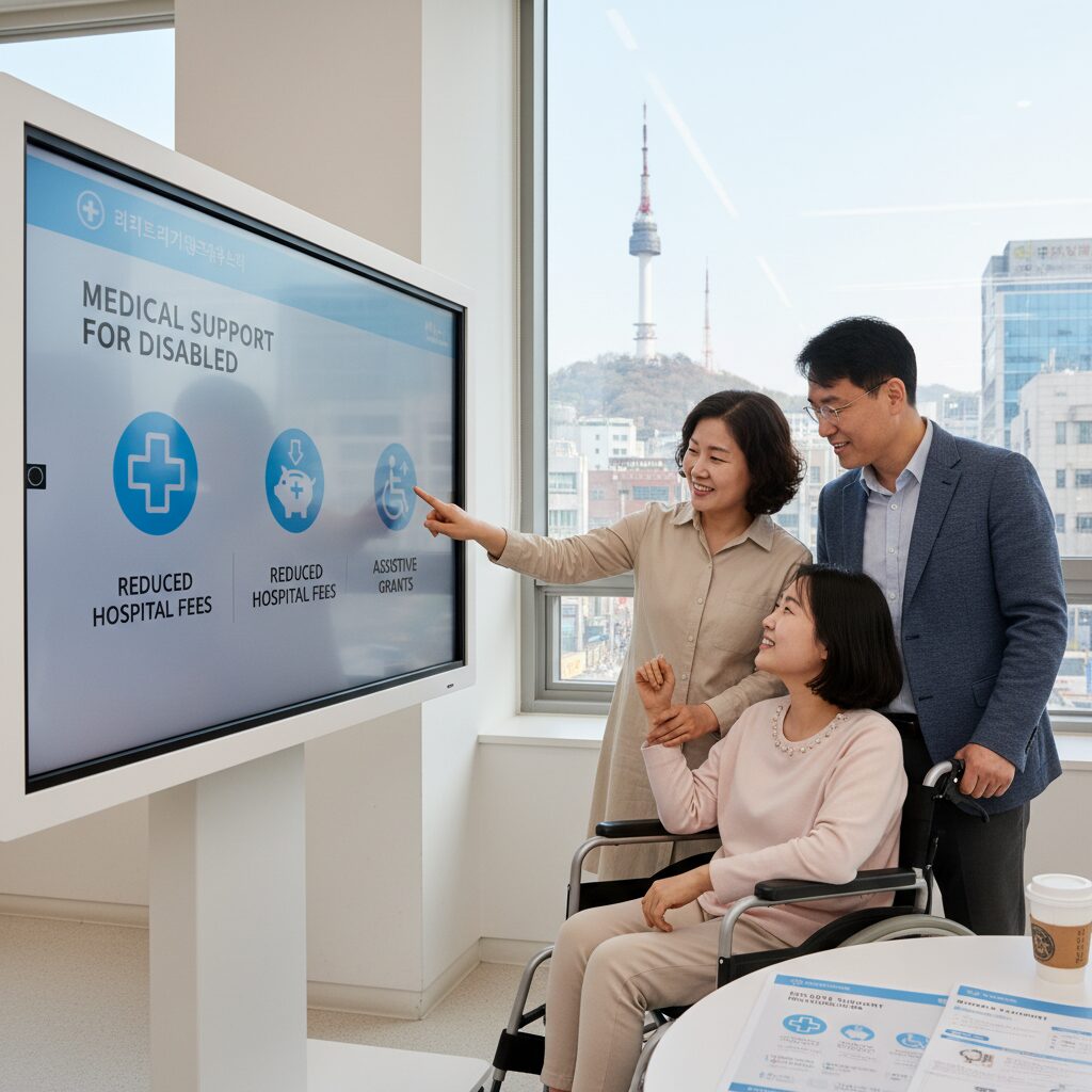 장애인 의료비 지원 혜택을 설명하는 그래픽 이미지