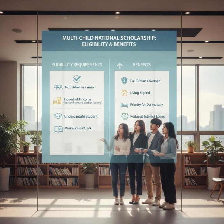 다자녀 국가장학금 신청 조건과 혜택을 설명하는 인포그래픽