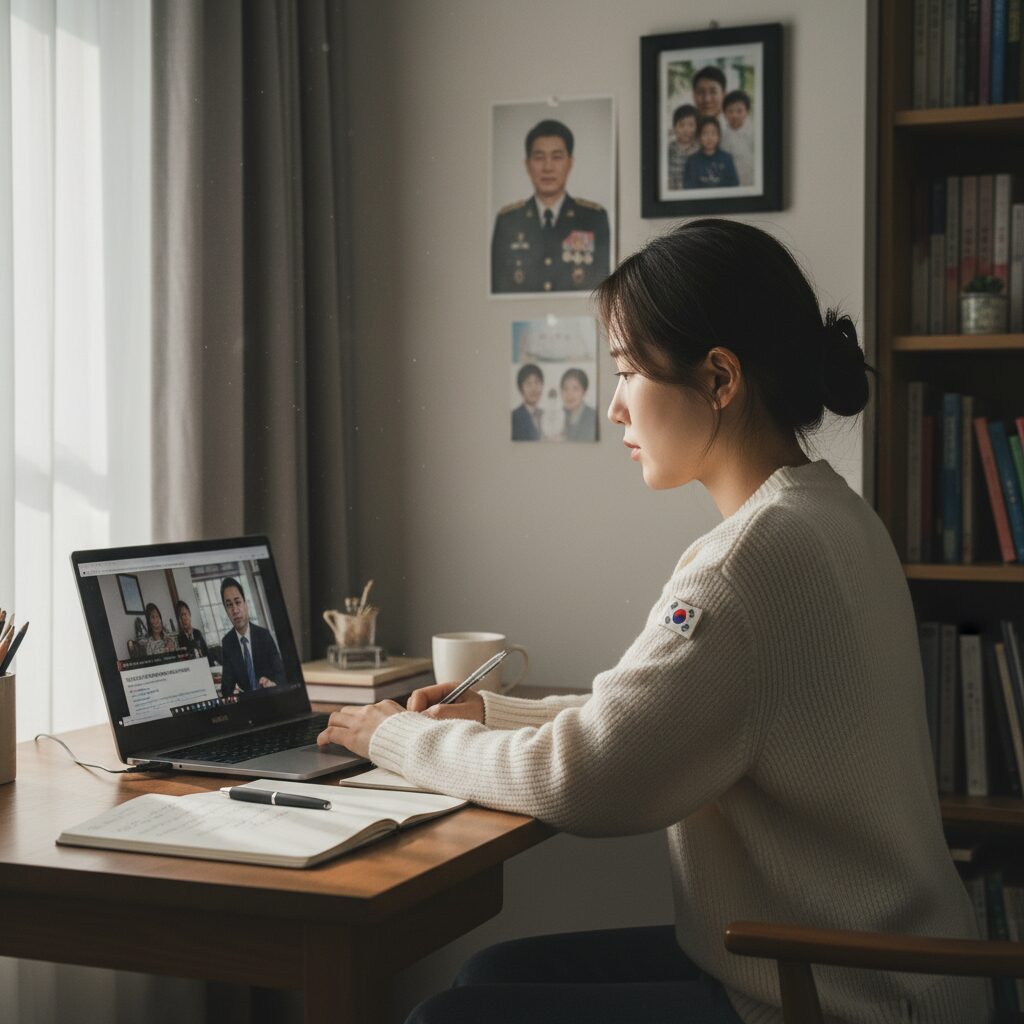 온라인으로 사회복지사 강의를 듣고 있는 국가유공자 자녀