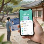 천안시 임산부 교통비 지원 카드와 스마트폰 앱 화면