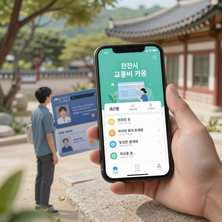 천안시 임산부 교통비 지원 카드와 스마트폰 앱 화면