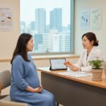 임산부가 보건소를 방문하여 상담을 받는 모습