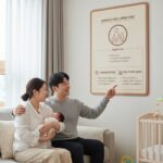 성남시 출산 지원 정책 안내판과 아기 사진