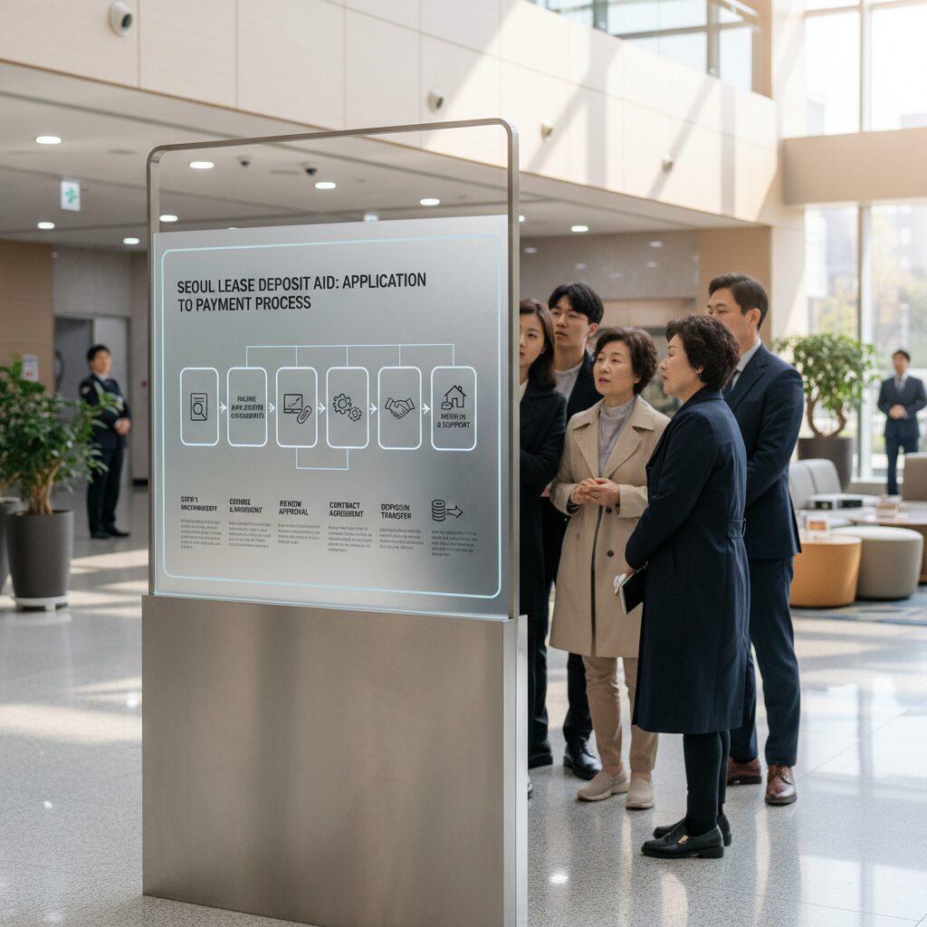 서울형 임차보증금 지원 사업 신청부터 지급까지 진행 절차 단계를 나타낸 도식도