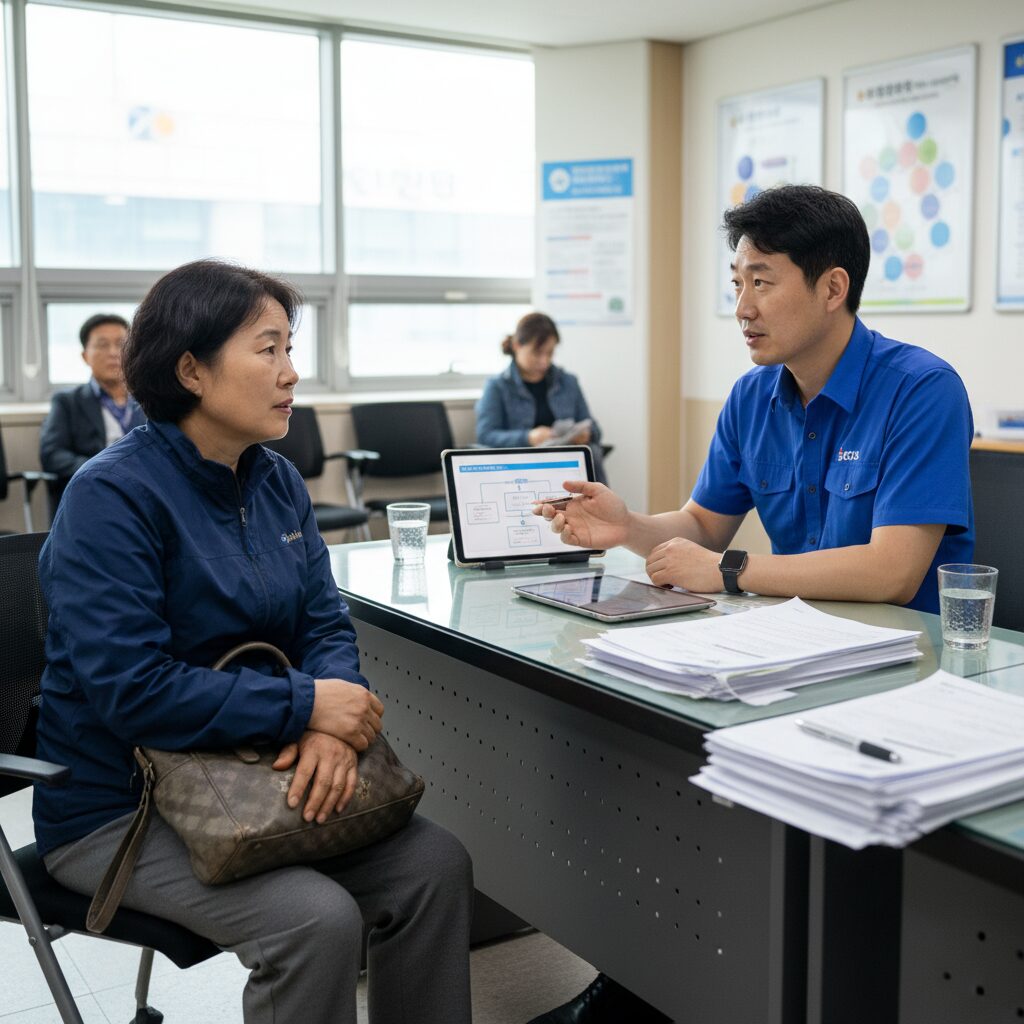 서울형 긴급복지지원 상담 받는 모습