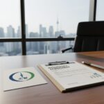 서울시 마크와 보험 관련 문서가 나란히 놓여 있는 개념 이미지