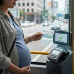 서울시 임산부 교통비 지원 바우처 사용을 나타내는 이미지, 카드 결제와 다양한 교통 수단 아이콘