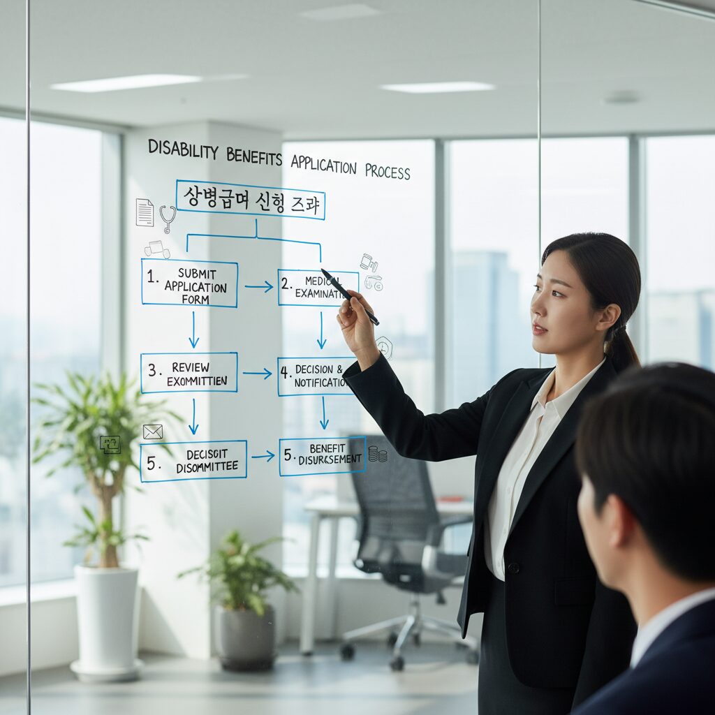 상병급여 신청 절차를 보여주는 다이어그램