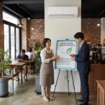 소상공인 매장에 설치된 고효율 에어컨과 지원 사업 설명