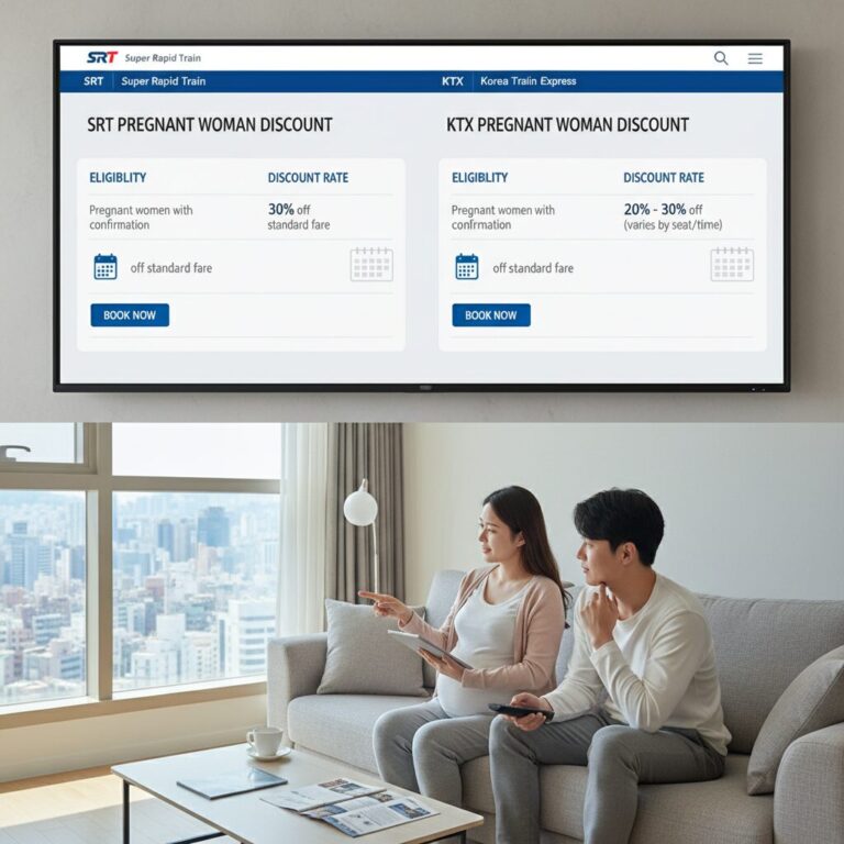 SRT와 KTX 임산부 할인 비교 및 예매 화면