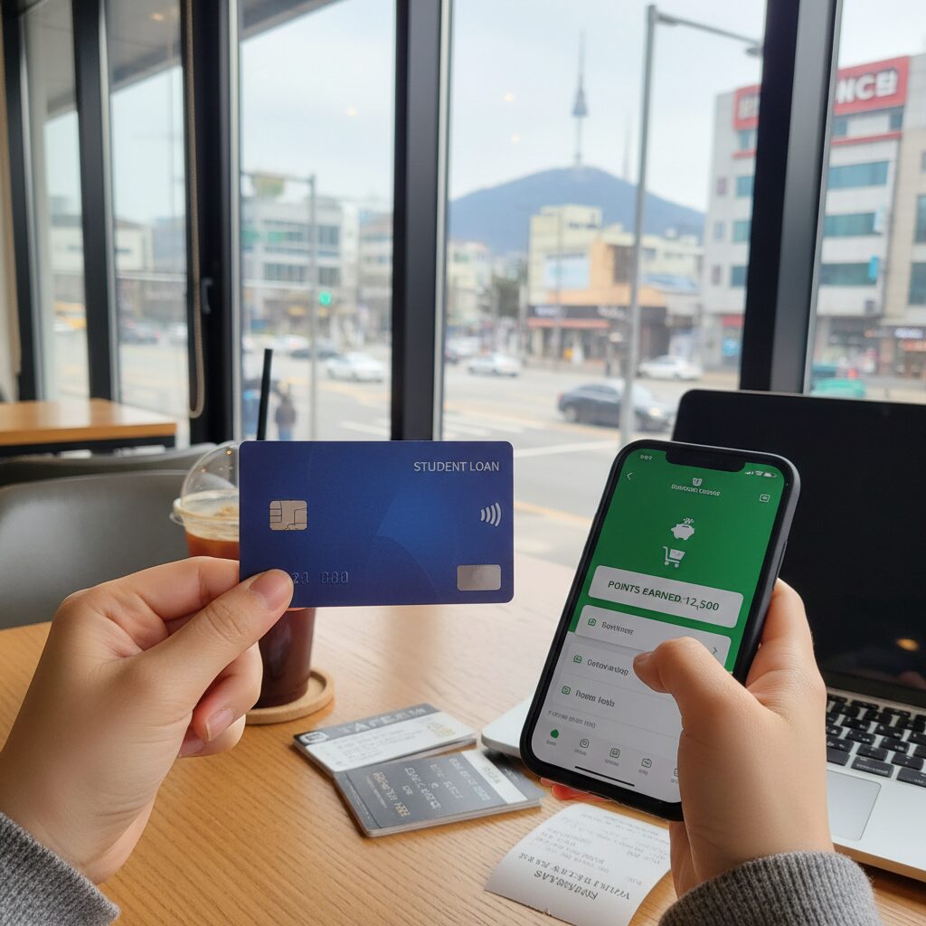 학자금대출 체크카드와 포인트 적립을 나타낸 이미지