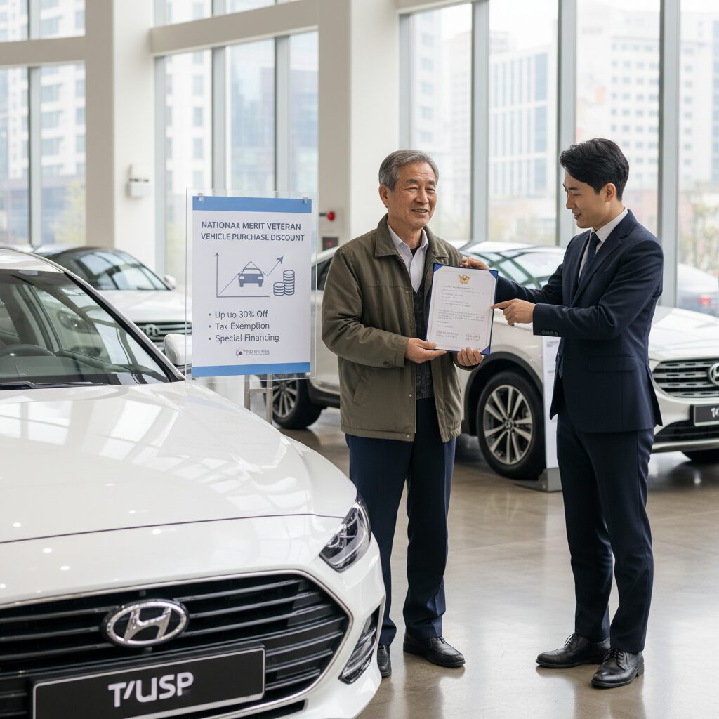 국가유공자가 차량 구매 시 감면 혜택을 설명하는 개념 이미지