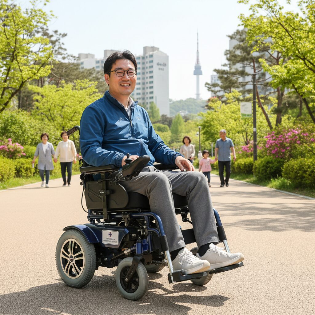건강보험으로 지원받는 장애인용 전동휠체어 이미지