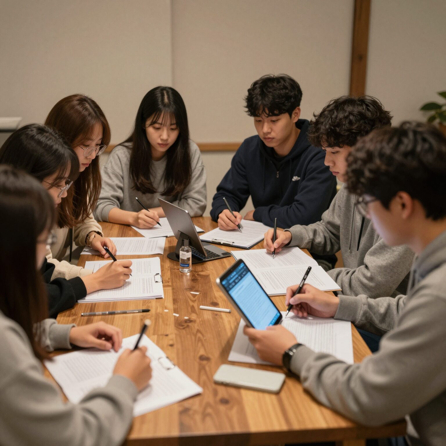 청년들이 함께 직무 교육을 받으며 협력하는 모습
