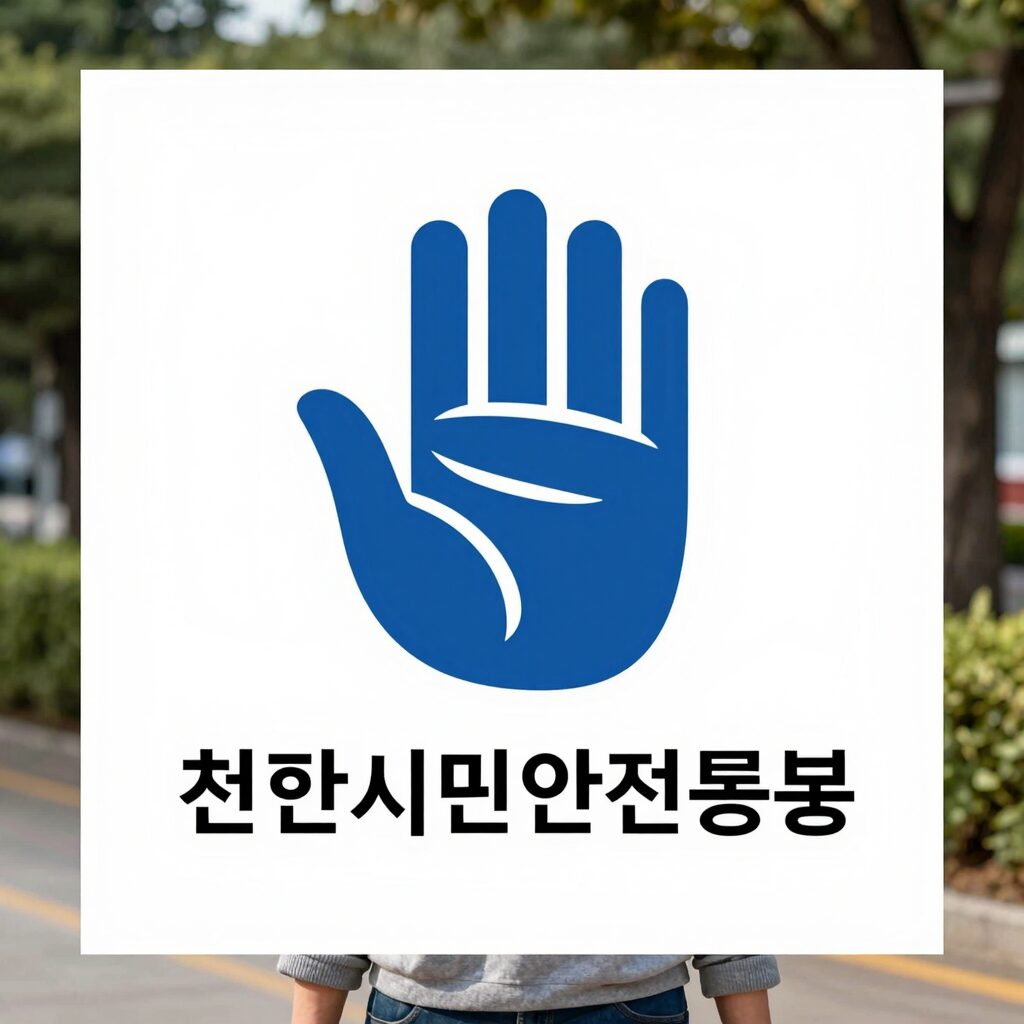 천안시민안전보험 로고와 시민을 보호하는 손 이미지