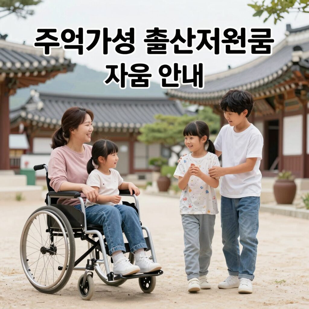 장애인가정 출산지원금 지원 제도 안내 이미지. 엄마 아빠와 아기가 행복하게 웃는 모습
