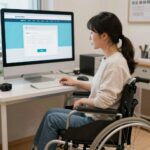 장애인 보조기기 교부 신청을 위해 복지로 홈페이지를 사용하는 모습