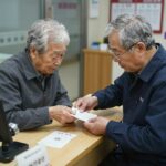 할인 적용을 위해 역 창구에서 직원에게 신분증을 보여주는 어르신의 모습