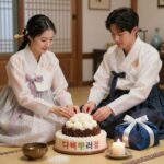 고양시 출산 지원금과 쌀 케이크, 다복꾸러미를 표현한 이미지