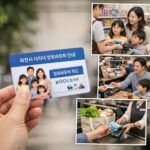 과천시 다자녀 양육바우처 안내 카드와 지역화폐 사용 예시