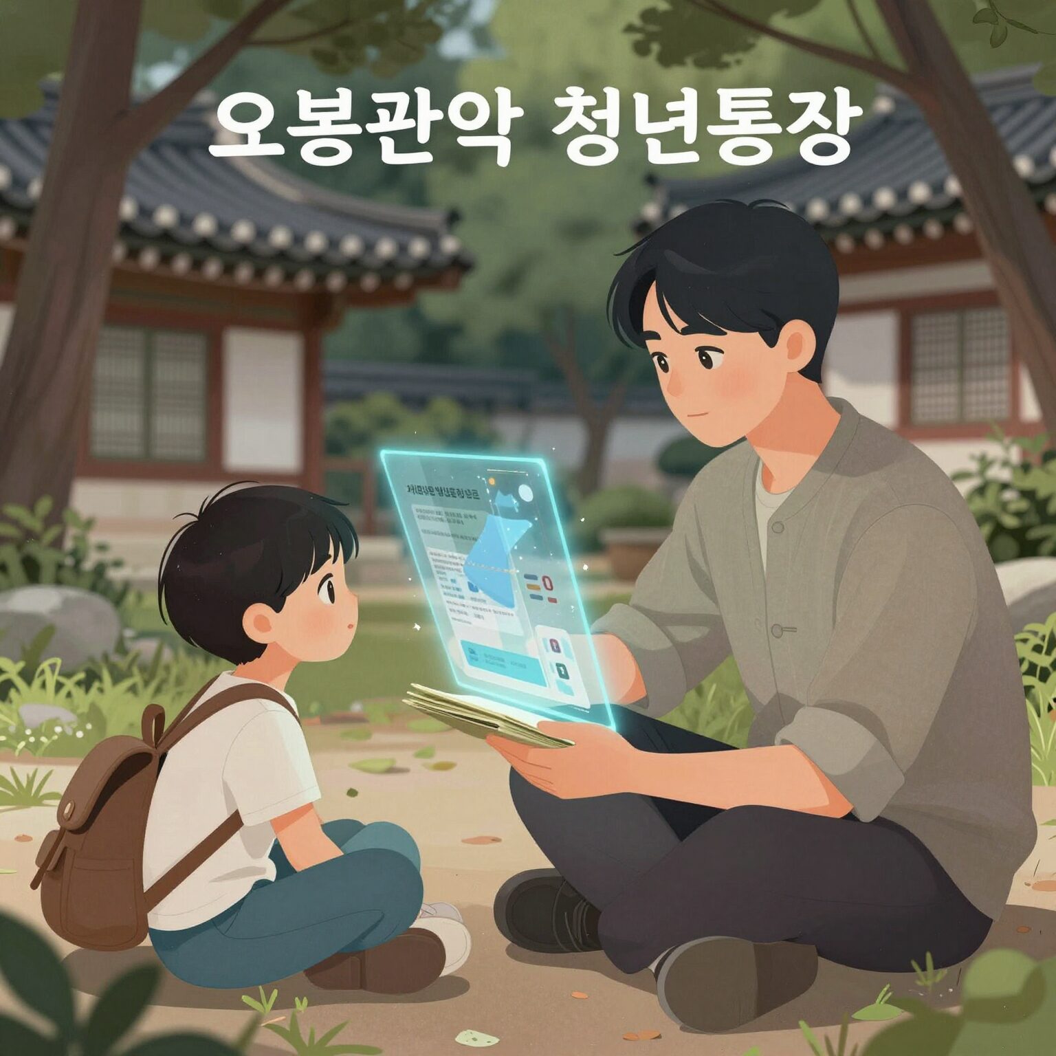 으뜸관악 청년통장으로 저축액이 두 배로 불어나는 모습을 표현한 일러스트