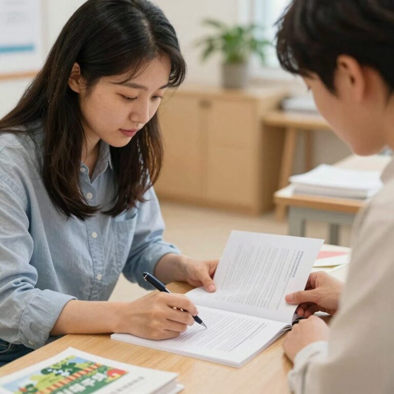 여성 농업인이 행복바우처 신청 서류를 작성하고 있는 모습