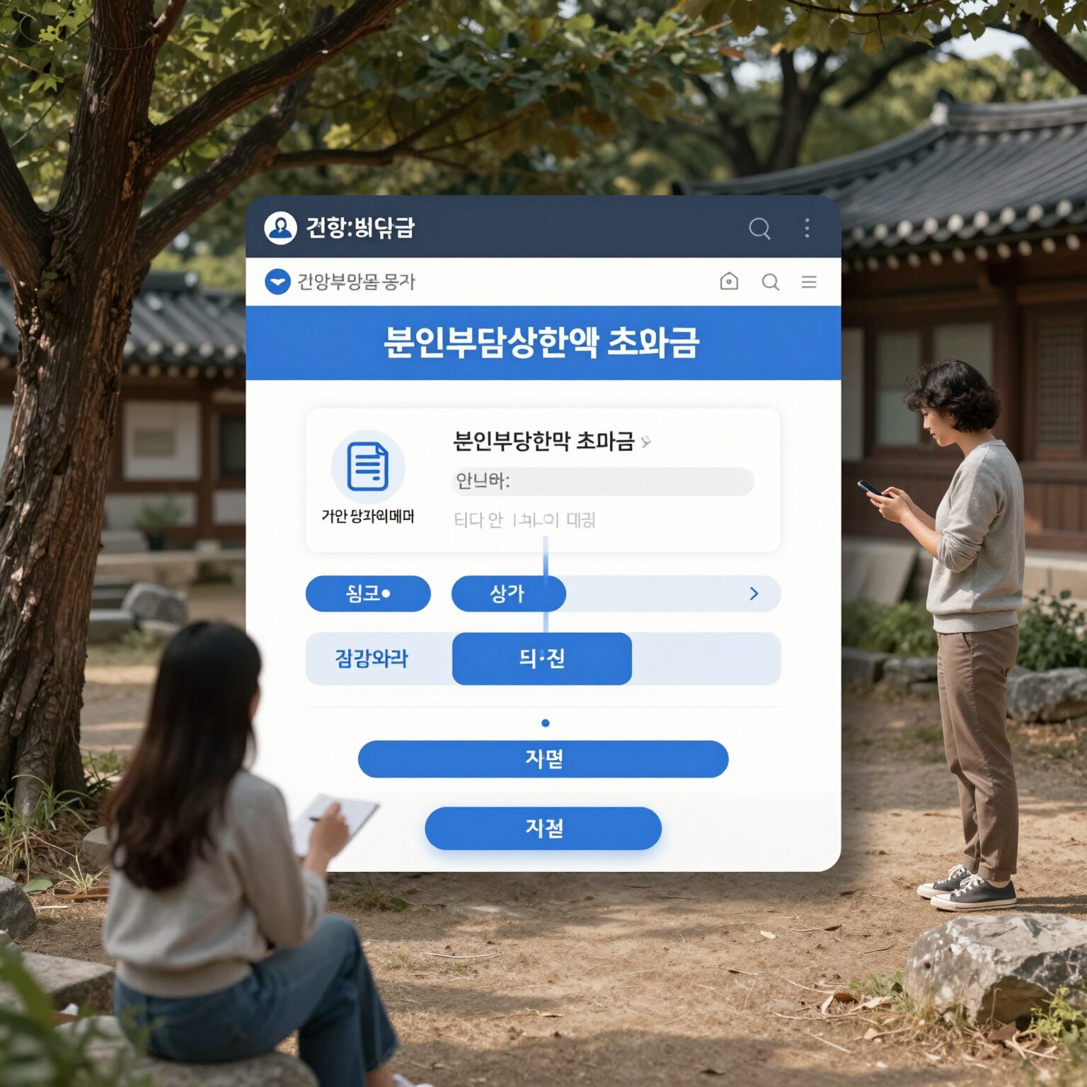 건강보험공단 홈페이지에서 본인부담상한액 초과금 신청 화면 단계별 진행 과정