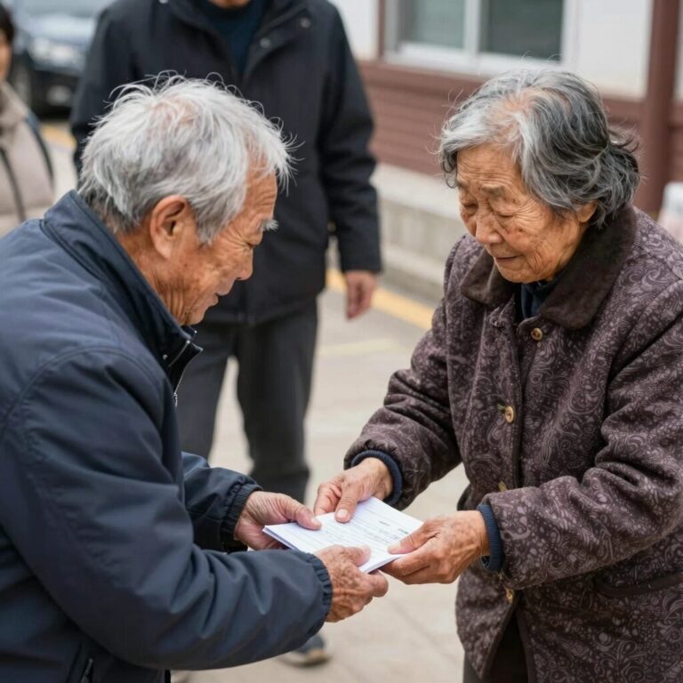 해운대구 무의탁 노인을 위한 따뜻한 손길과 지원금 전달 개념 이미지