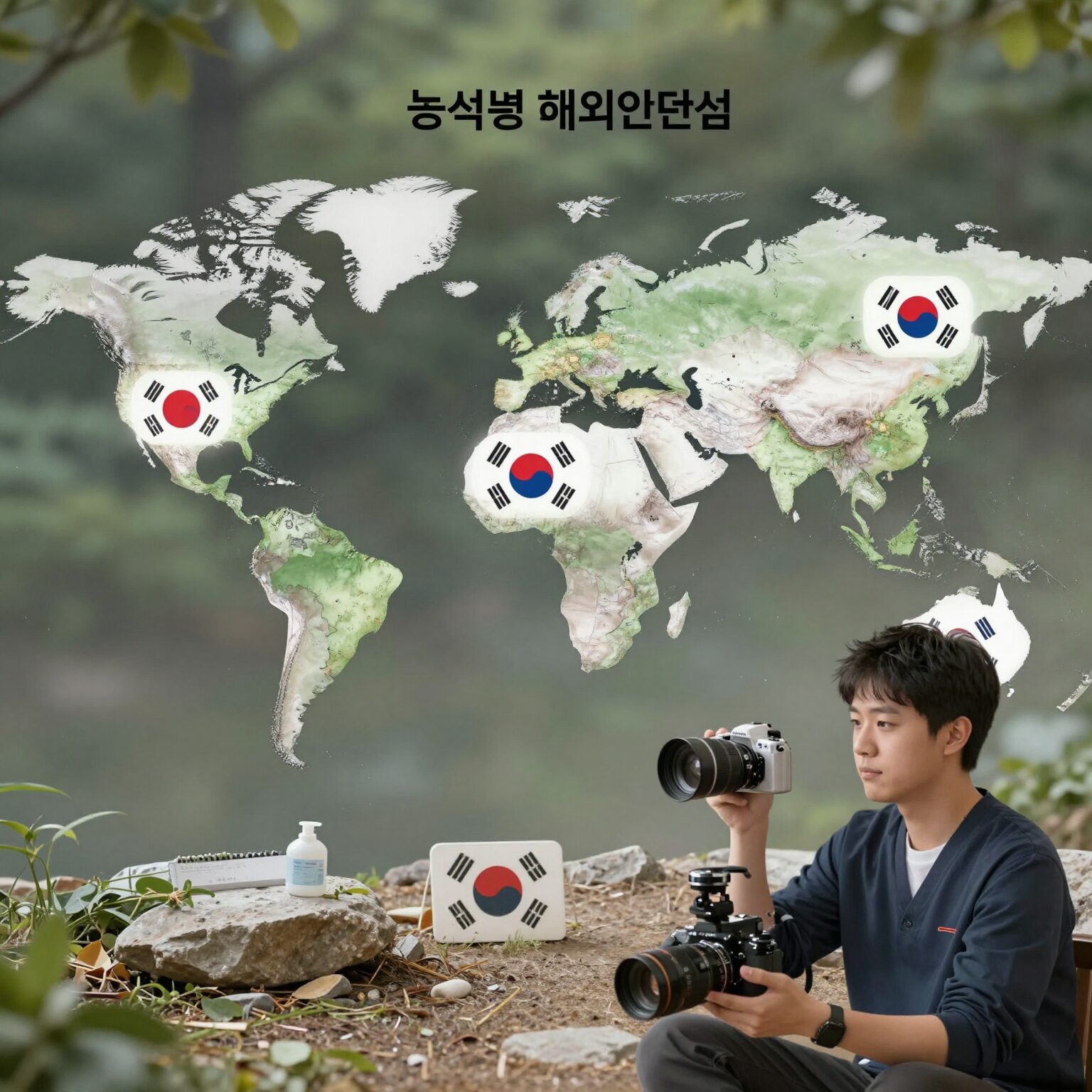 세계지도 위에 다양한 국제기구 로고가 표시된 농식품 해외인턴십 개념 이미지